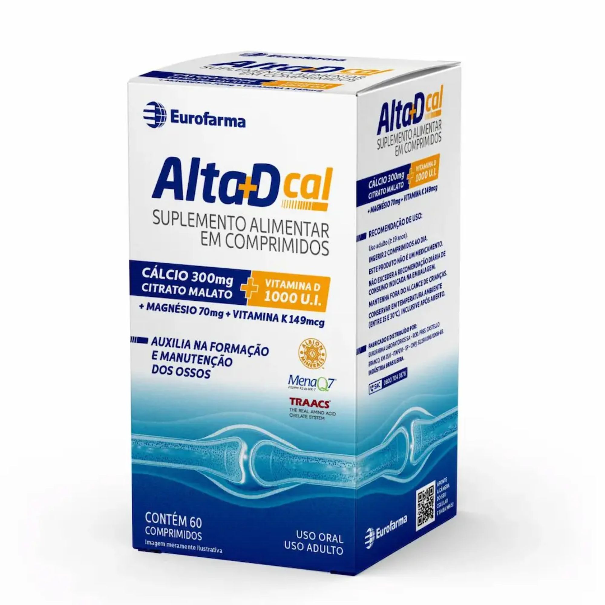 Alta+d Cal Cálcio 300mg + Vitamina D 1000ui 60 Comprimidos