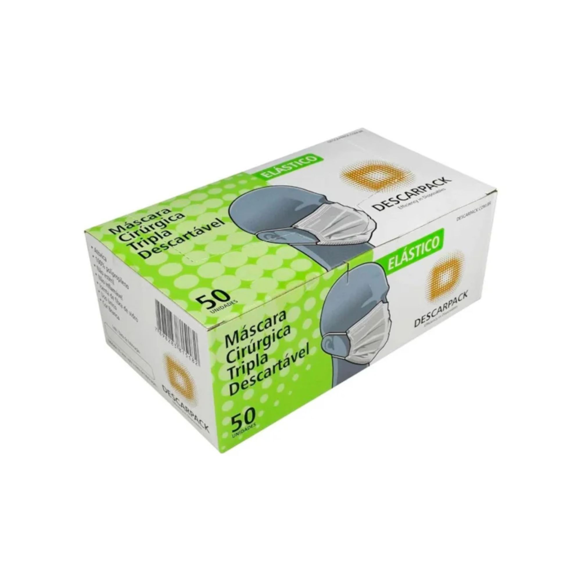 Máscara Cirúrgica Tripla Proteção Com Elástico Descarpack 50 Unidades - Imagem 3