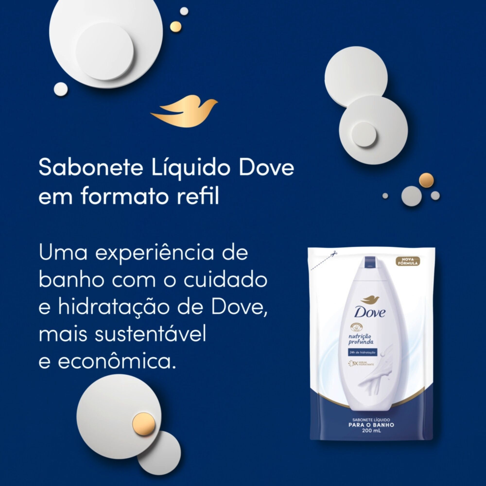 Refil Sabonete Líquido Dove Nutrição Profunda 200ml - Imagem 4