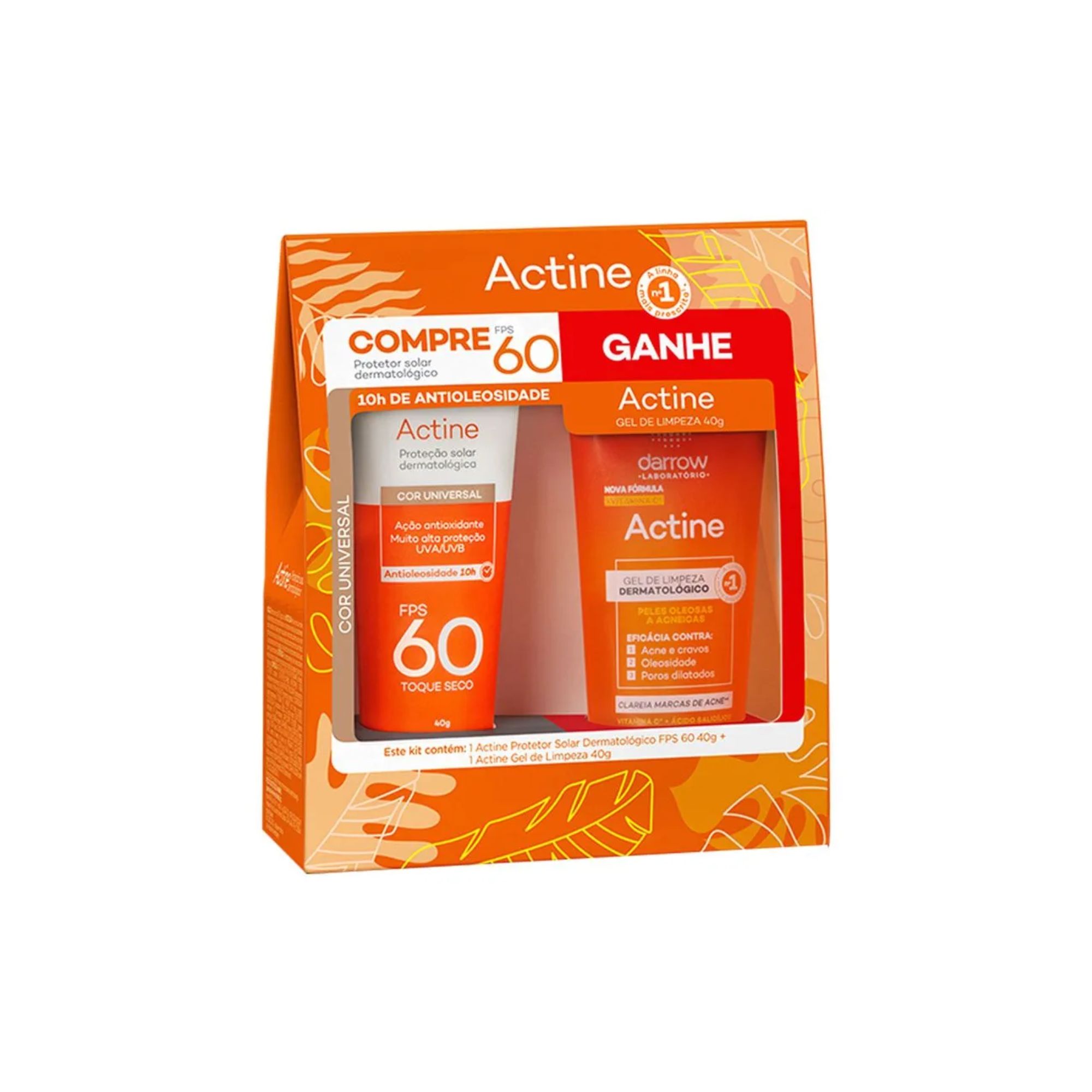 Kit Actine Protetor Solar Fps 60 Color 40g + Gel De Limpeza 40g