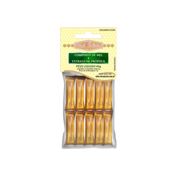 Mel Flora Nectar Própolis Mel E Eucalipto Sachê 40g 10 Unidades