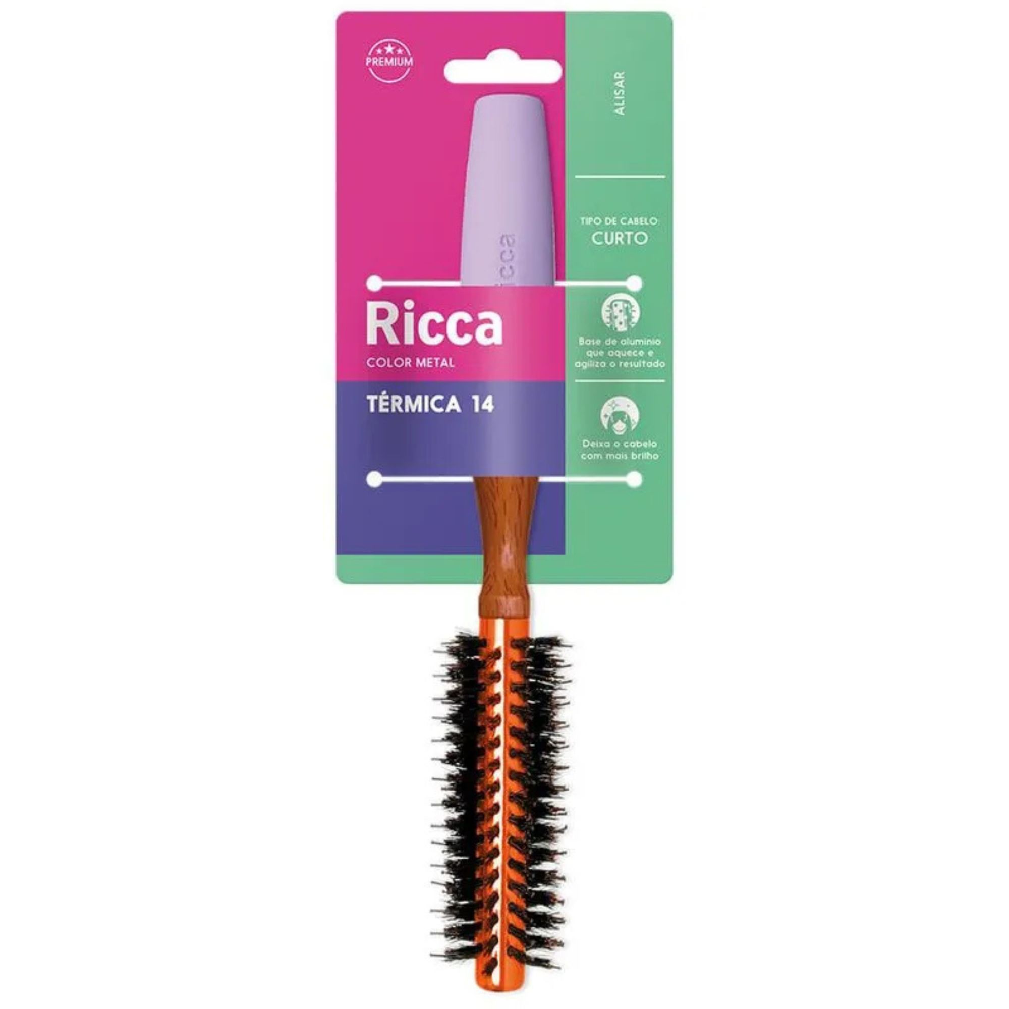 Escova de Cabelo Ricca Color Metal 14 1 Unidade