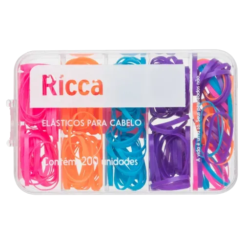 Elástico de Cabelo Ricca Coloridos 200 Unidades