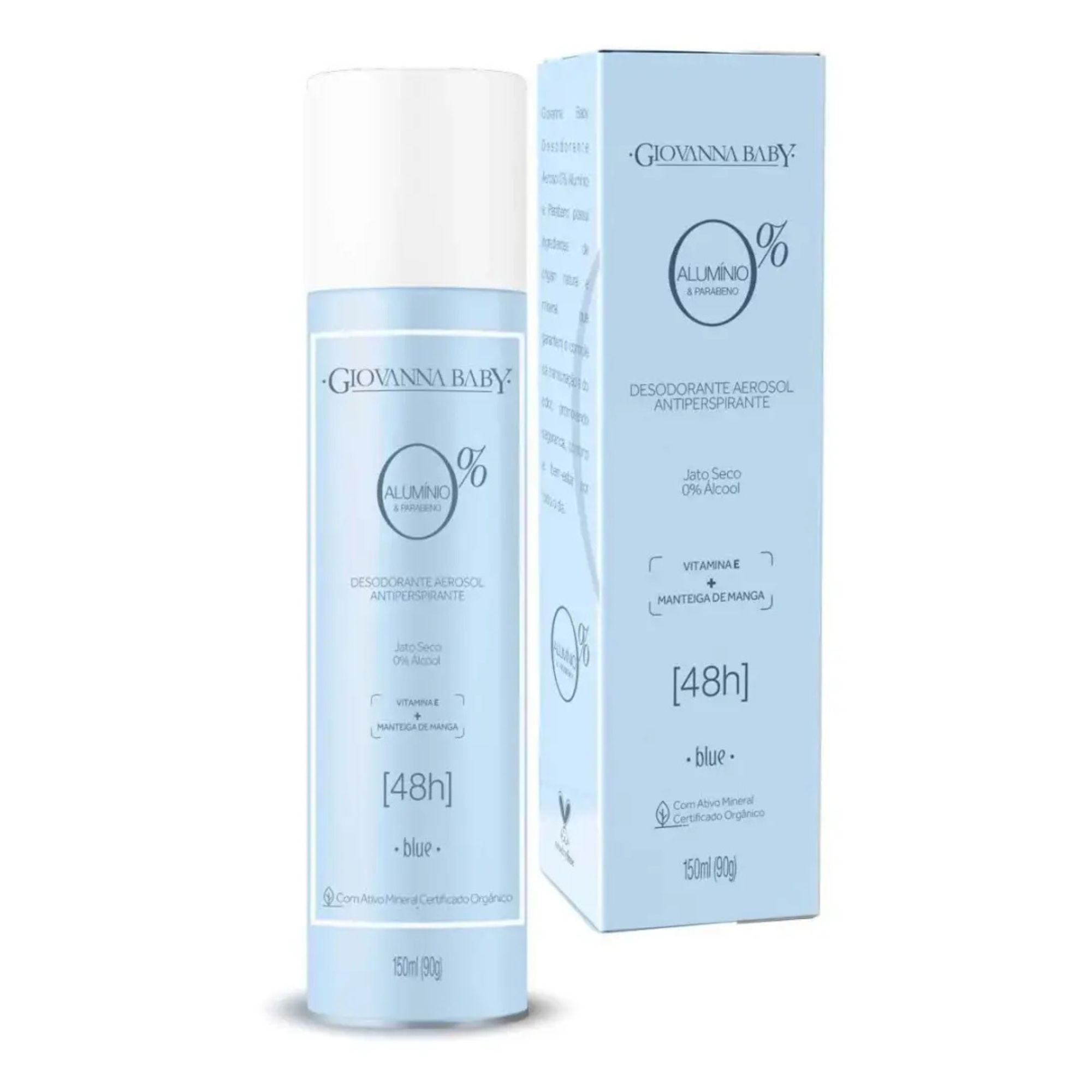 Desodorante Antitranspirante Giovanna Baby Blue sem Alumínio Aerosol 48h 150ml