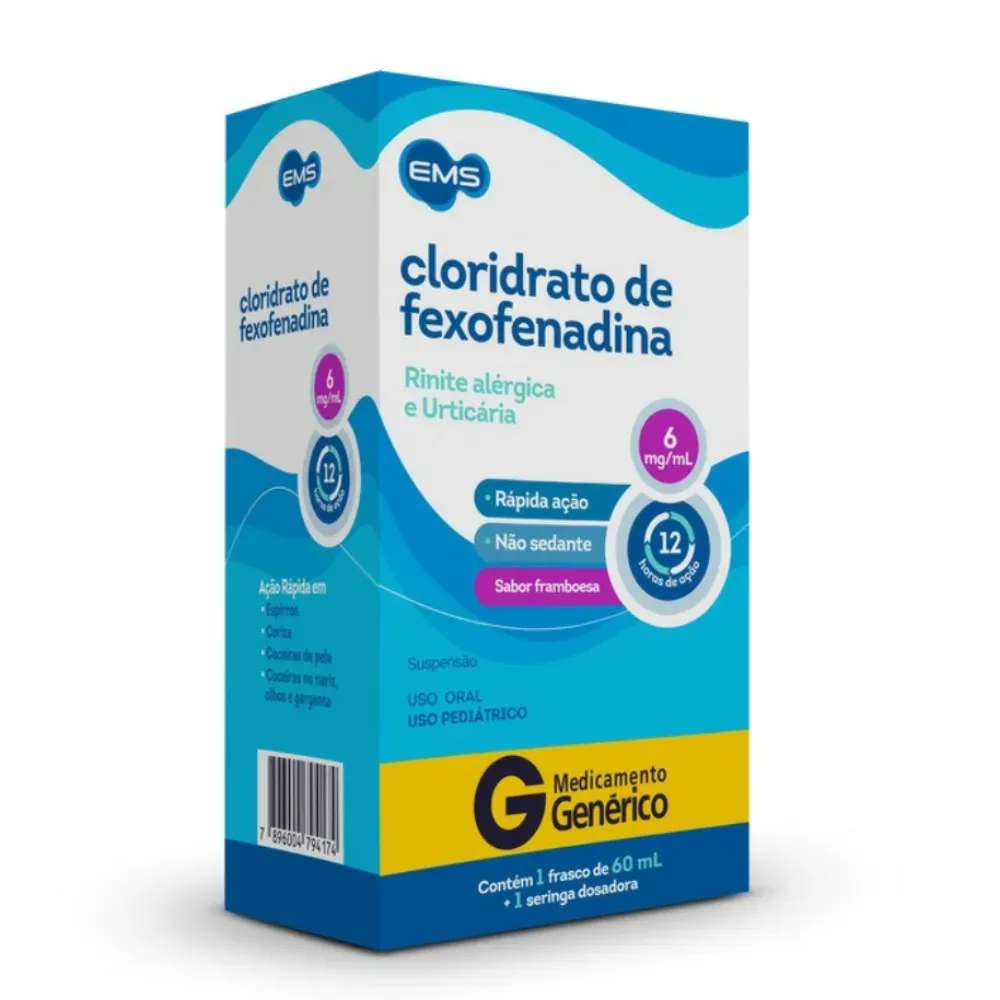 Cloridrato De Fexofenadina 6mg/ml Ems Suspensão Oral 60ml