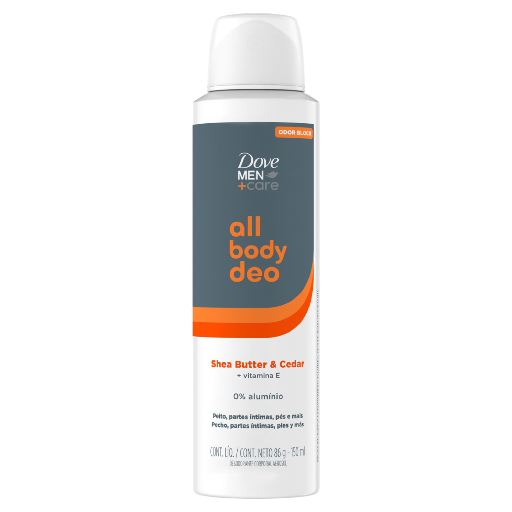 Desodorante Corporal Dove Men+care All Body Deo Shea Butter & Cedar Aerossol 150ml