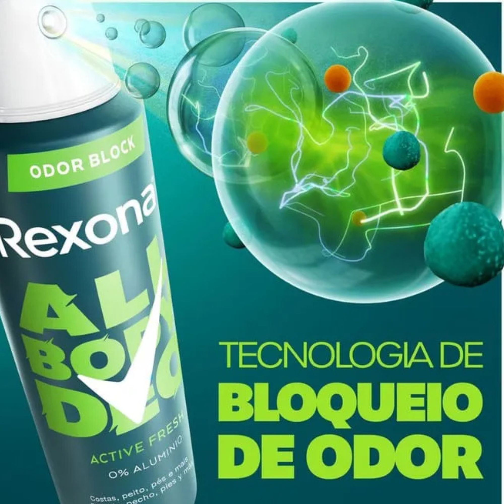 Desodorante Corporal Rexona All Body Deo Active Fresh Aerossol 150ml - Imagem 3