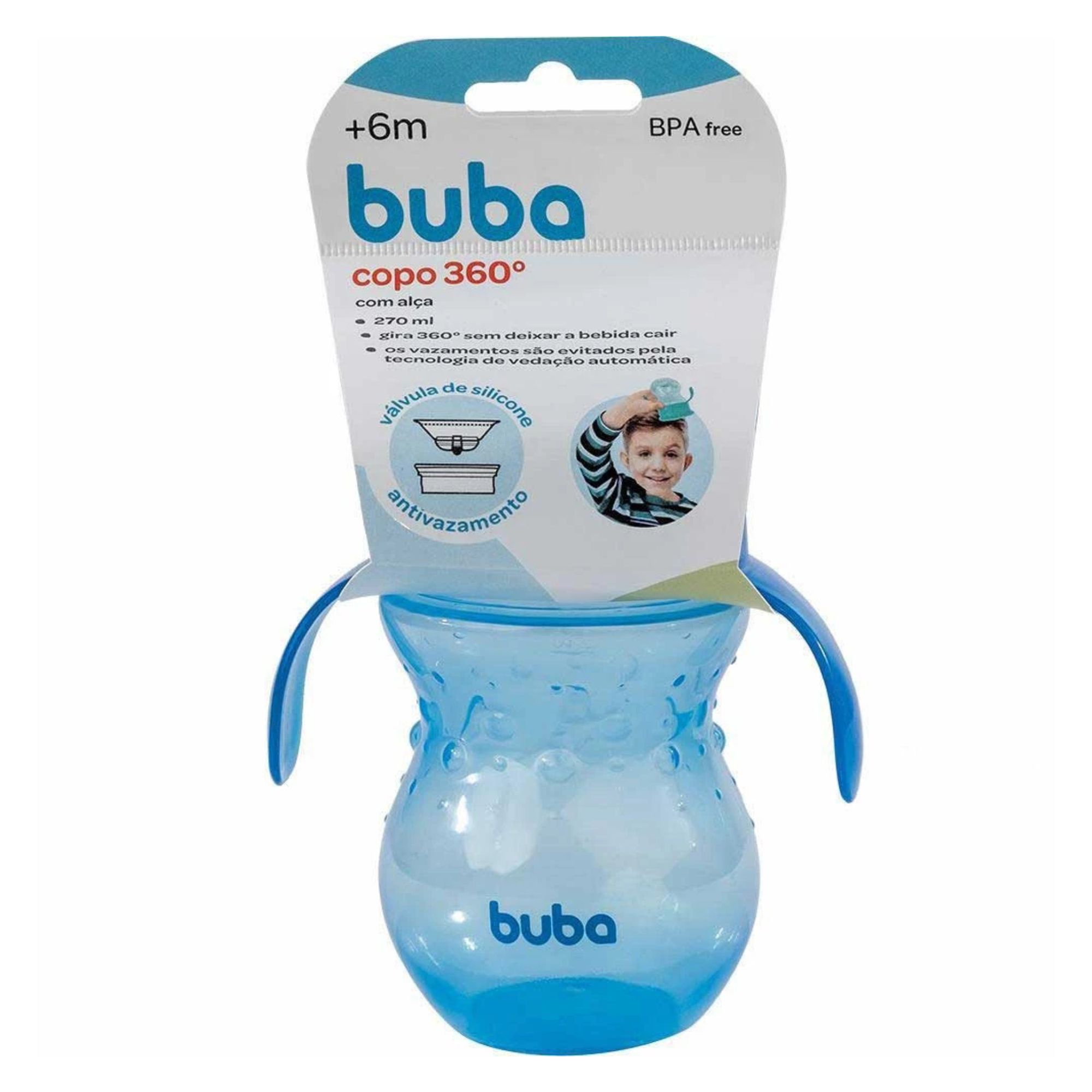 Copo 360º Buba com Alça Azul 250ml