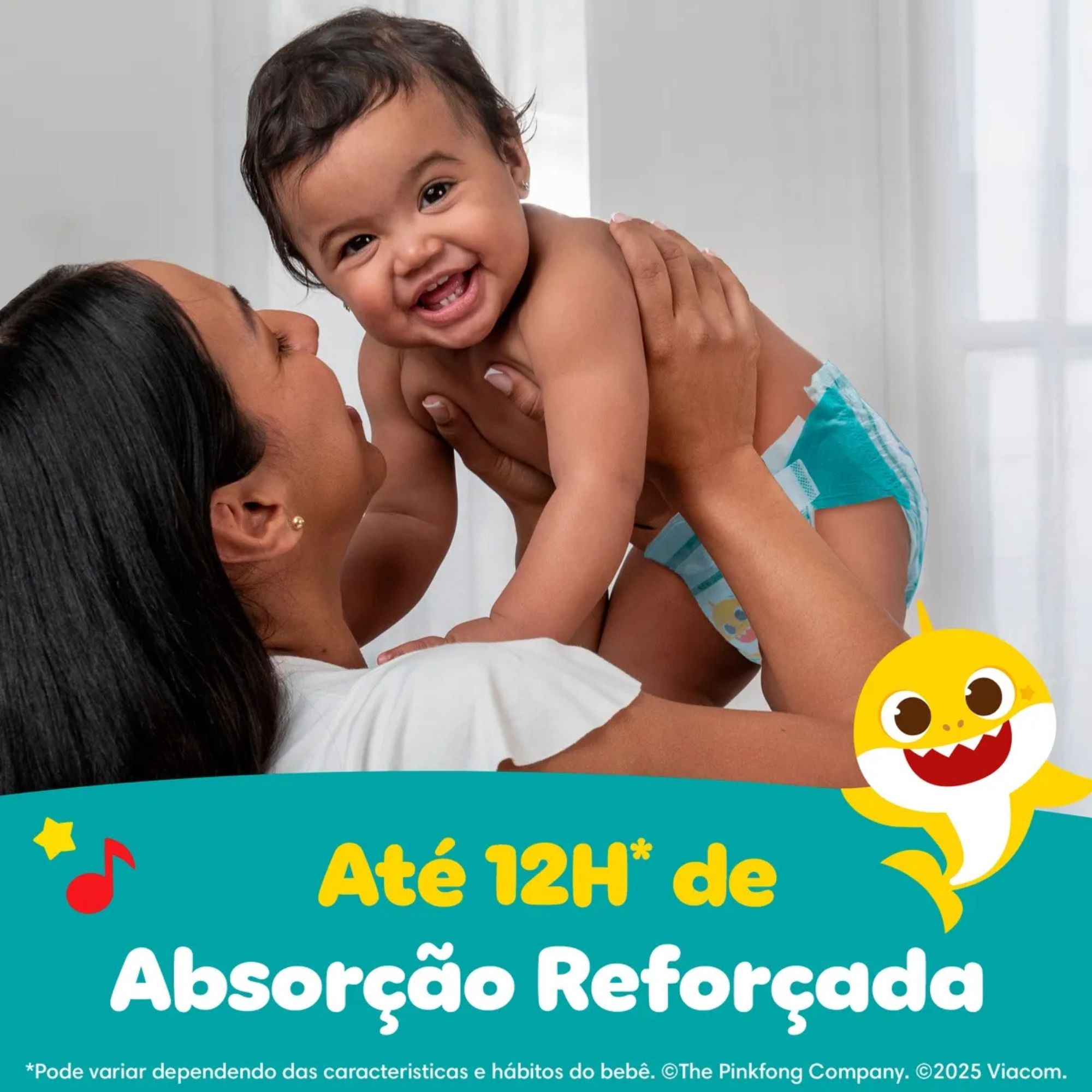 Fralda Infantil Pampers Supersequinha Baby Shark M 68 Unidades - Imagem 5