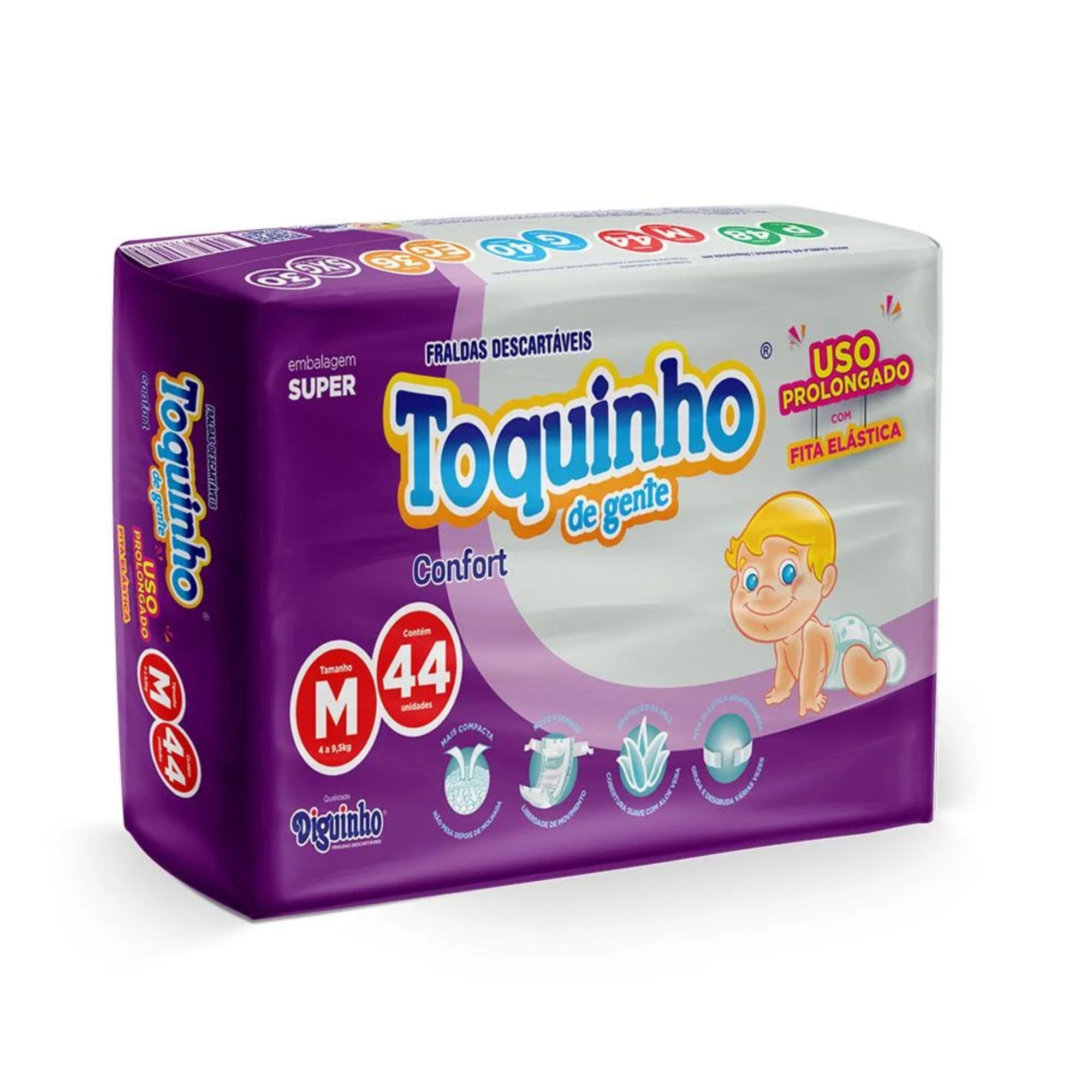 Fralda Infantil Toquinho De Gente Confort Super M 44 Unidades