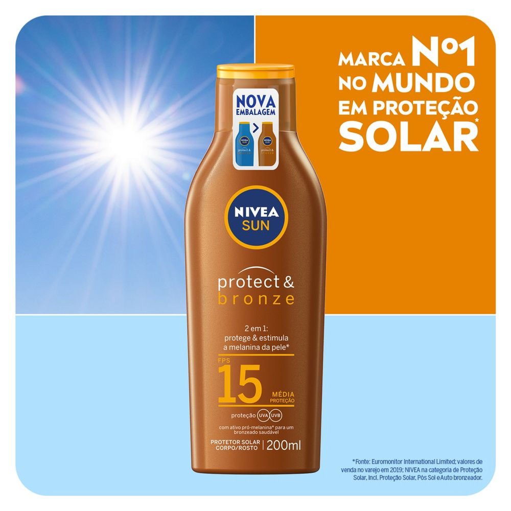 Protetor Solar Nivea Sun Protect & Bronze Fps15 200ml - Imagem 2