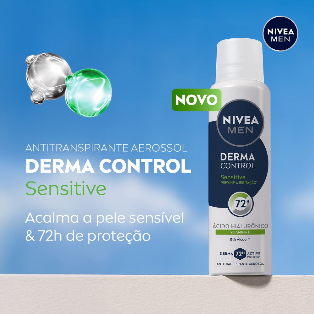 Desodorante Nivea Men Derma Control Sensitive Aerossol 150ml - Imagem 2