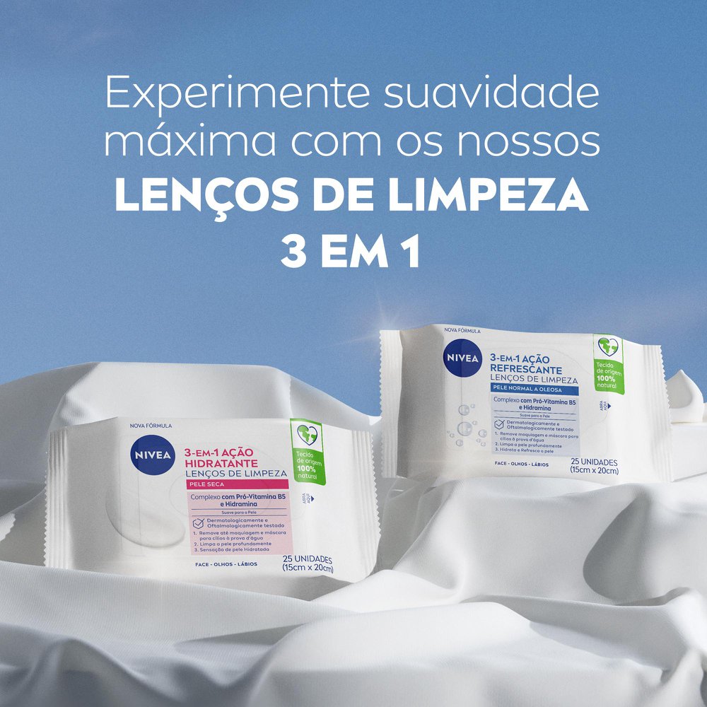 Lenços de Limpeza Facial Nivea Ação Refrescante 3 em 1 25 Unidades - Imagem 8