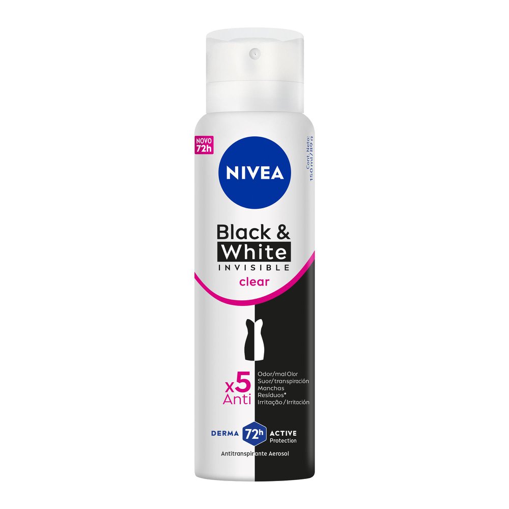 Desodorante Nivea Feminino Invisible For Black & White Clear Aerosol 150ml