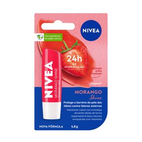 Hidratante Labial Nivea Shine Morango 4,8G Protetor Labial Nivea Shine Morango 4,8G
