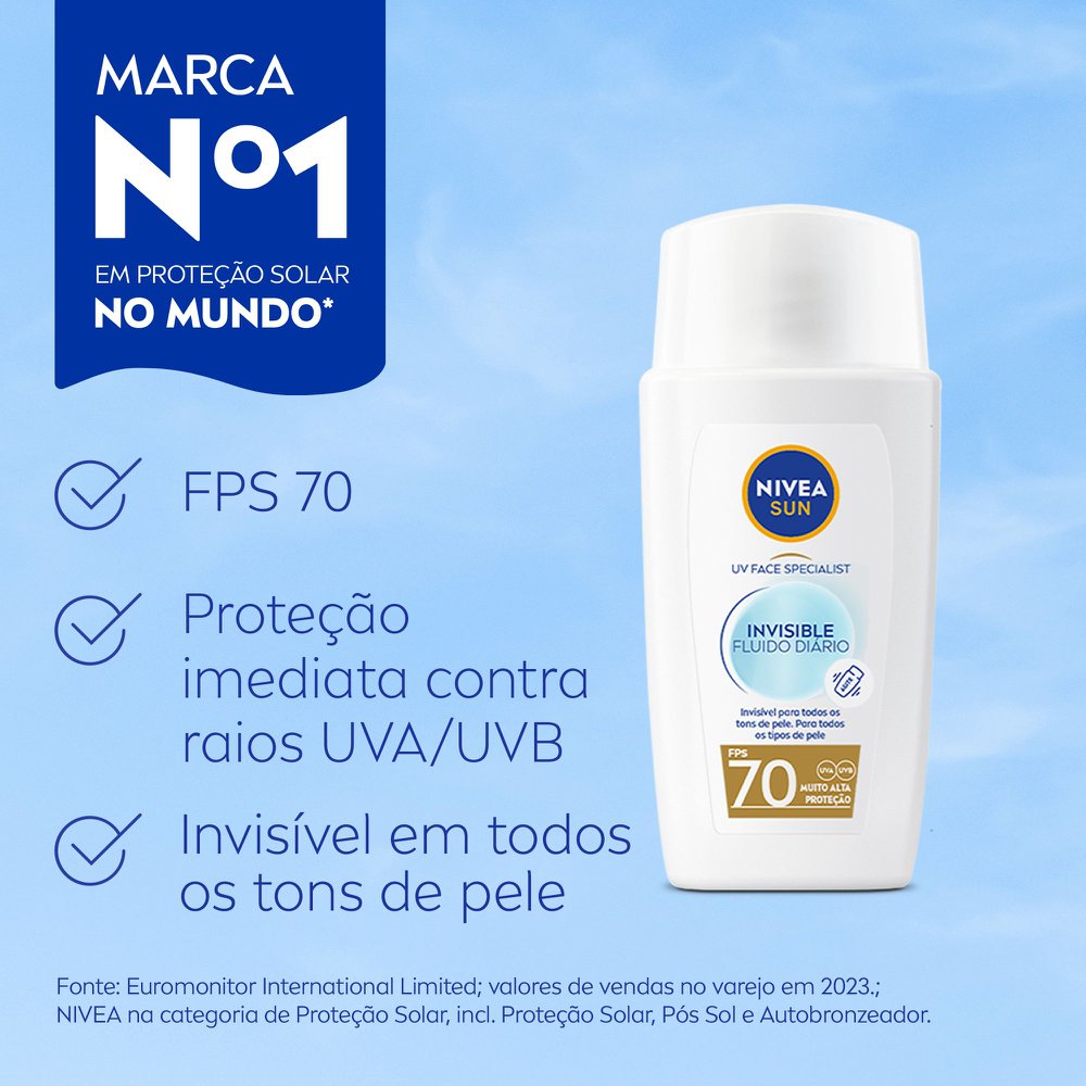 Protetor Solar Facial Nivea Fluido UV Face Specialist Invisible Fps70 40ml - Imagem 4