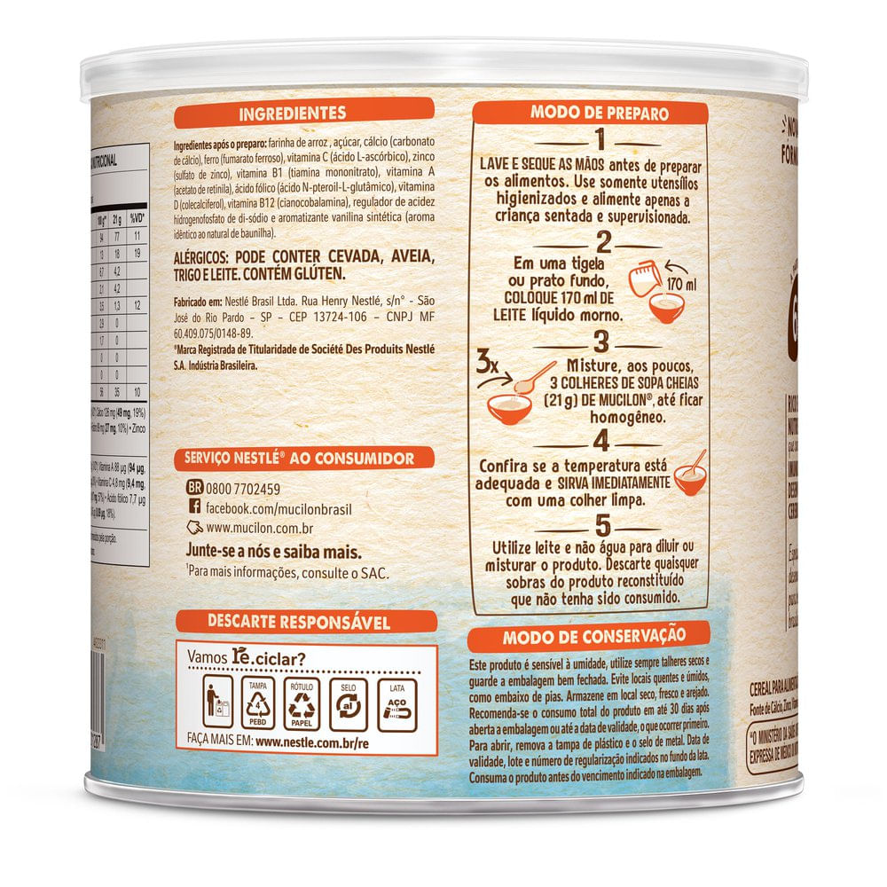 Cereal Infantil Mucilon Arroz 400g - Imagem 3