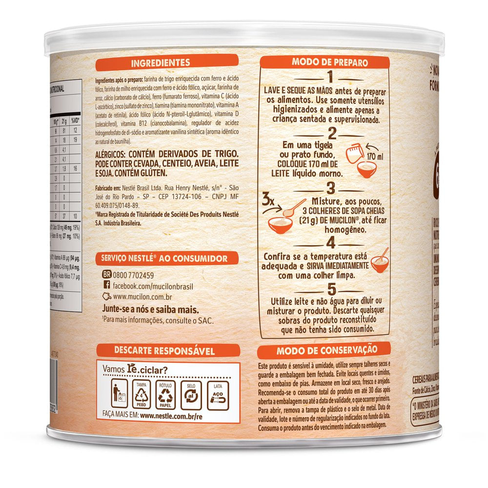 Cereal Infantil Mucilon Multicereais 400g - Imagem 3