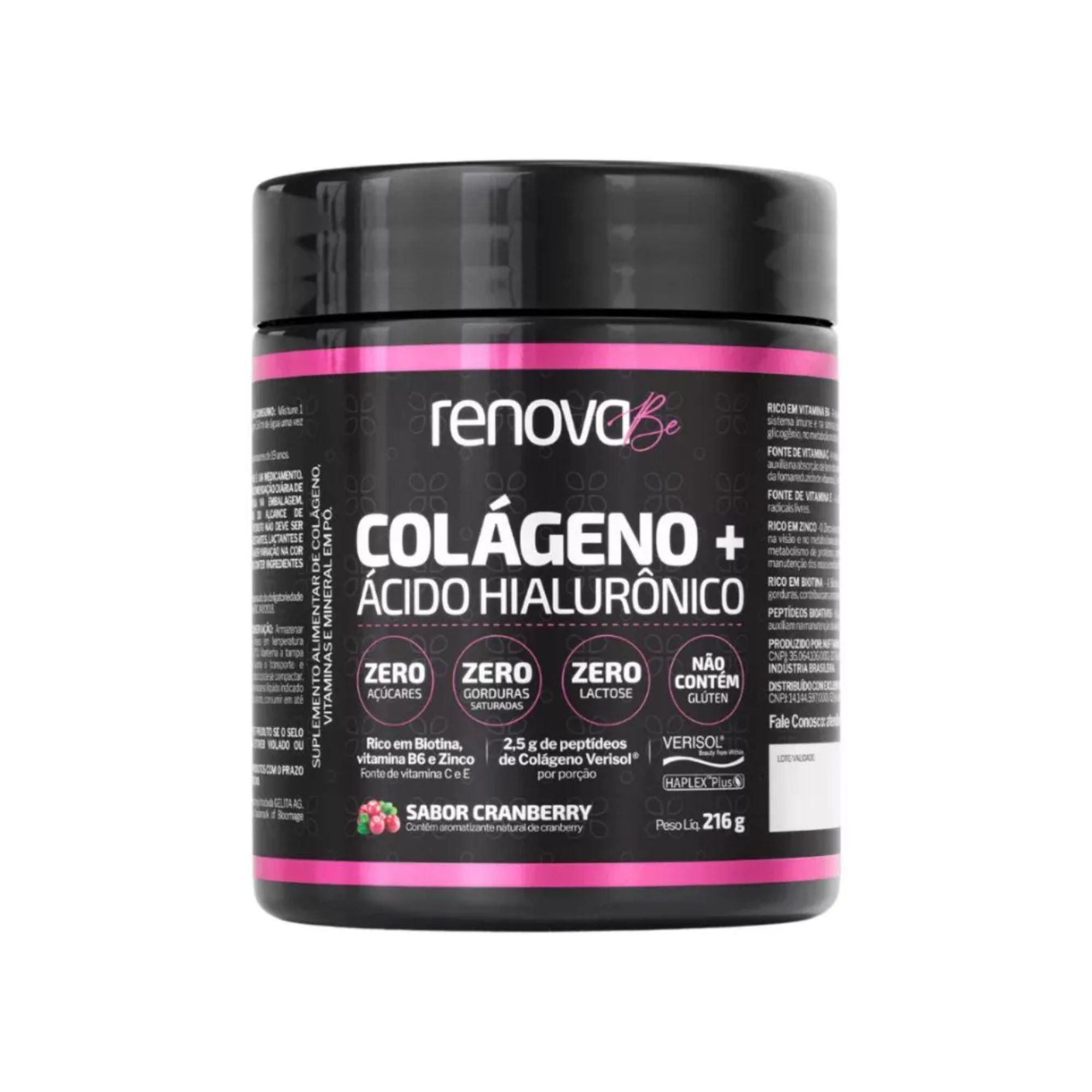 Colágeno + Ácido Hialurônico Renova Be Sabor Cranberry 216g