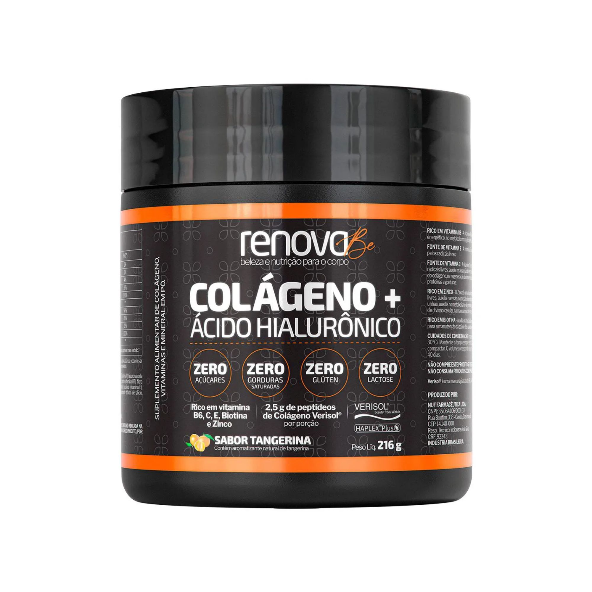 Colágeno + Ácido Hialurônico Renova Be Sabor Tangerina 216g