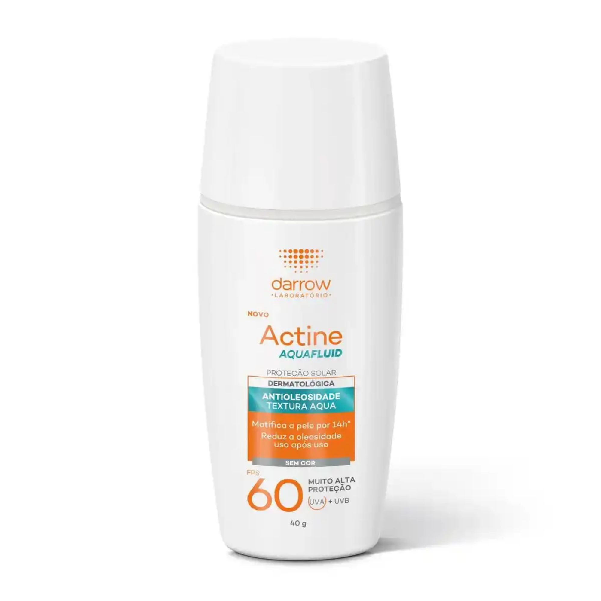 Protetor Solar Facial Darrow Actine Aquafluid Fps 60 sem Cor 40g