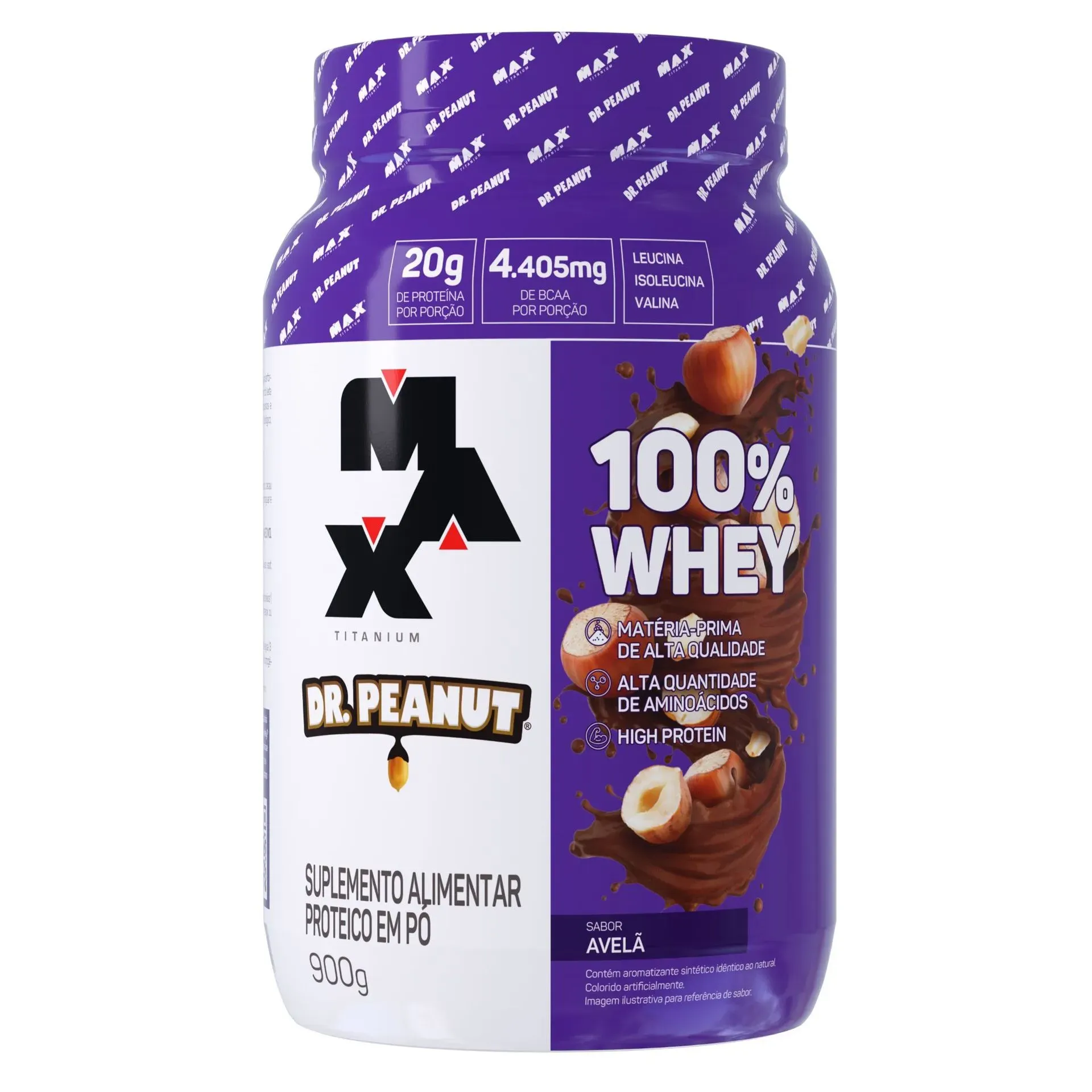 100% Whey Dr. Peanut Avelã Max Titanium 900g