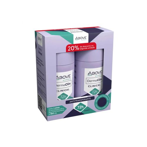 Kit Desodorante Antitranspirante Above Women Dermaclin Clinical 72h Roll-on 2 Unidades com 50ml Cada