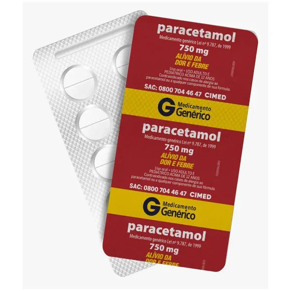 Paracetamol 750mg 10 Comprimidos Cimed Paracetamol 750mg 10 Comprimidos