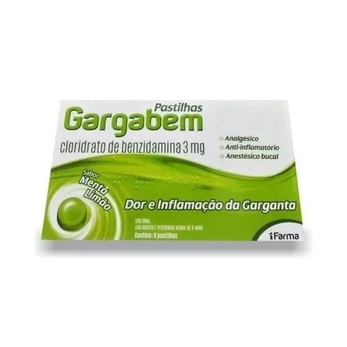 Pastilha Gargabem 3mg Sabor Menta 8 Unidades