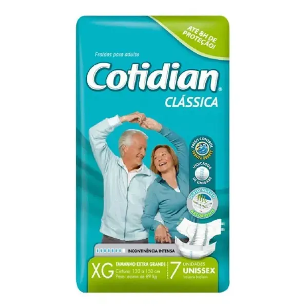 Fralda Geriátrica Cotidian Clássica Unissex Xg 7 Unidades