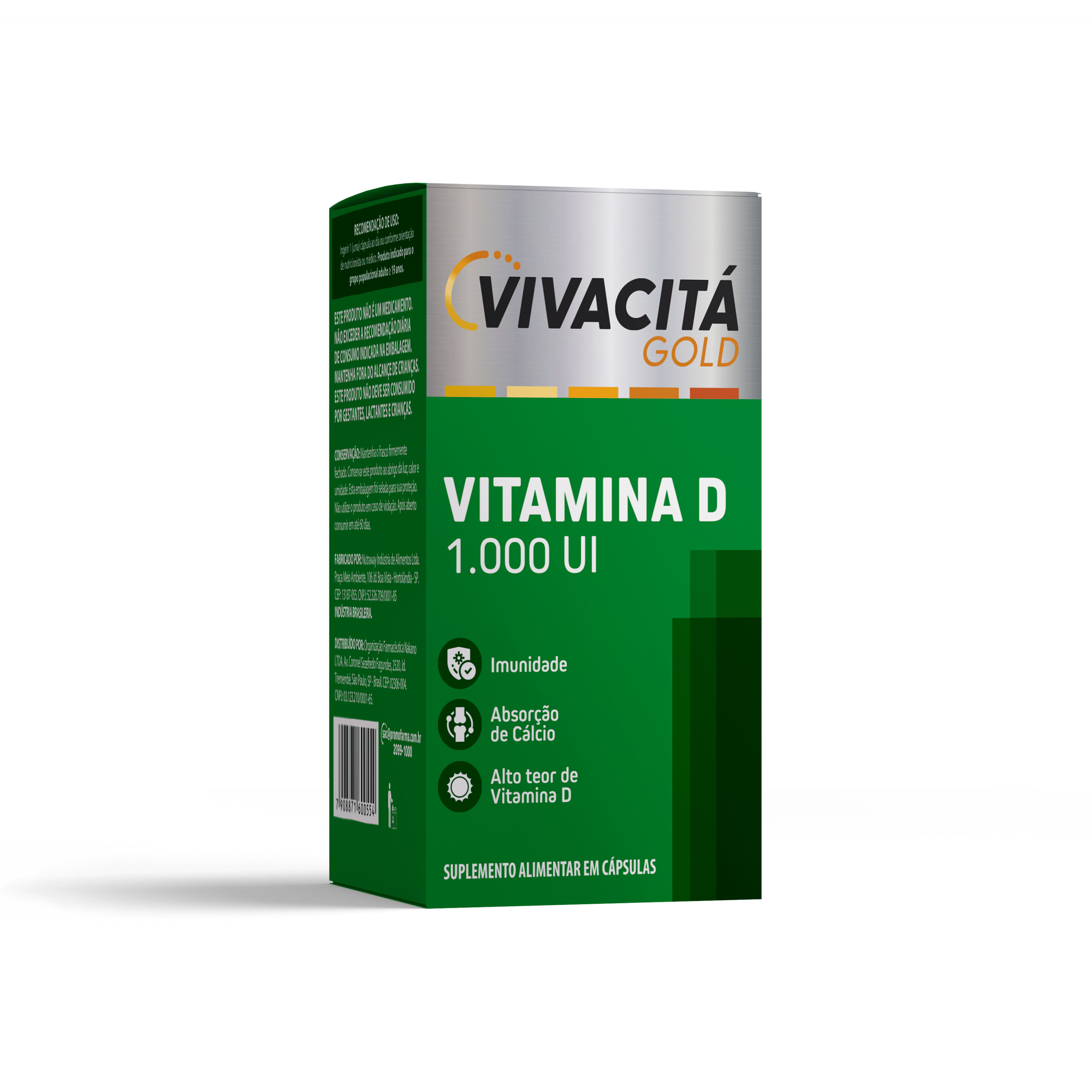 Vitamina D 1000UI Vivacitá Gold 60 Cápsulas