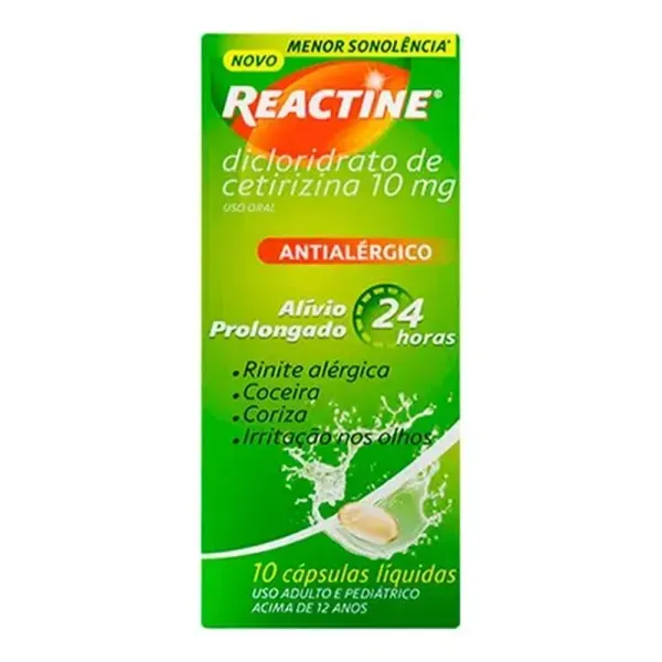 Reactine 10mg 10 Cápsulas Gelatinosas