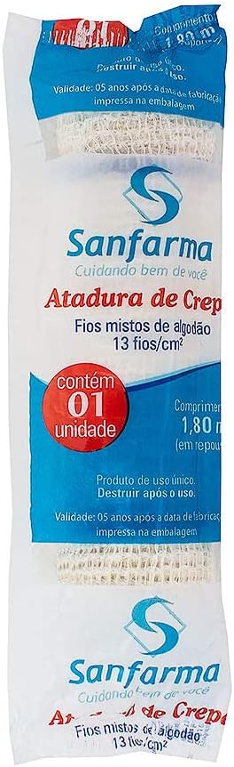 Atadura de Crepe Sanfarma 13 Fios 12cmx180cm