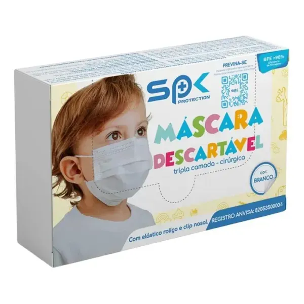Máscara Descartável Infantil Sp Protection Branca 25 Unidades