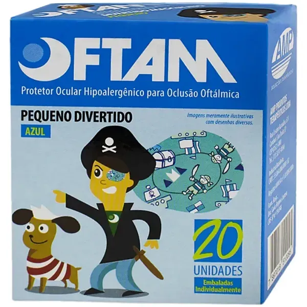 Protetor Ocular Infantil Oftam Divertido Masculino Azul 20 Unidades