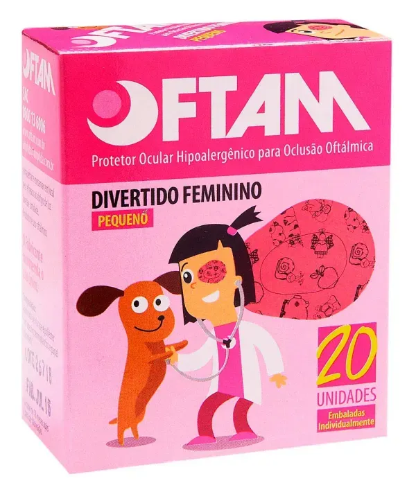 Protetor Ocular Infantil Oftam Divertido Rosa 20 Unidades