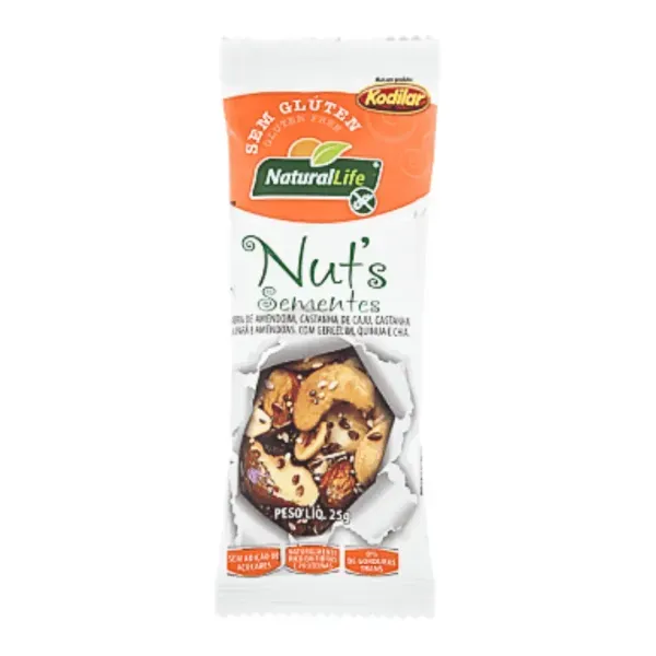 Barrinha De Nuts Kodilar Sementes Sem Glúten 25g
