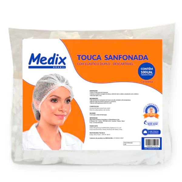 Touca Sanfonada Com Elástico Medix 100 Unidades