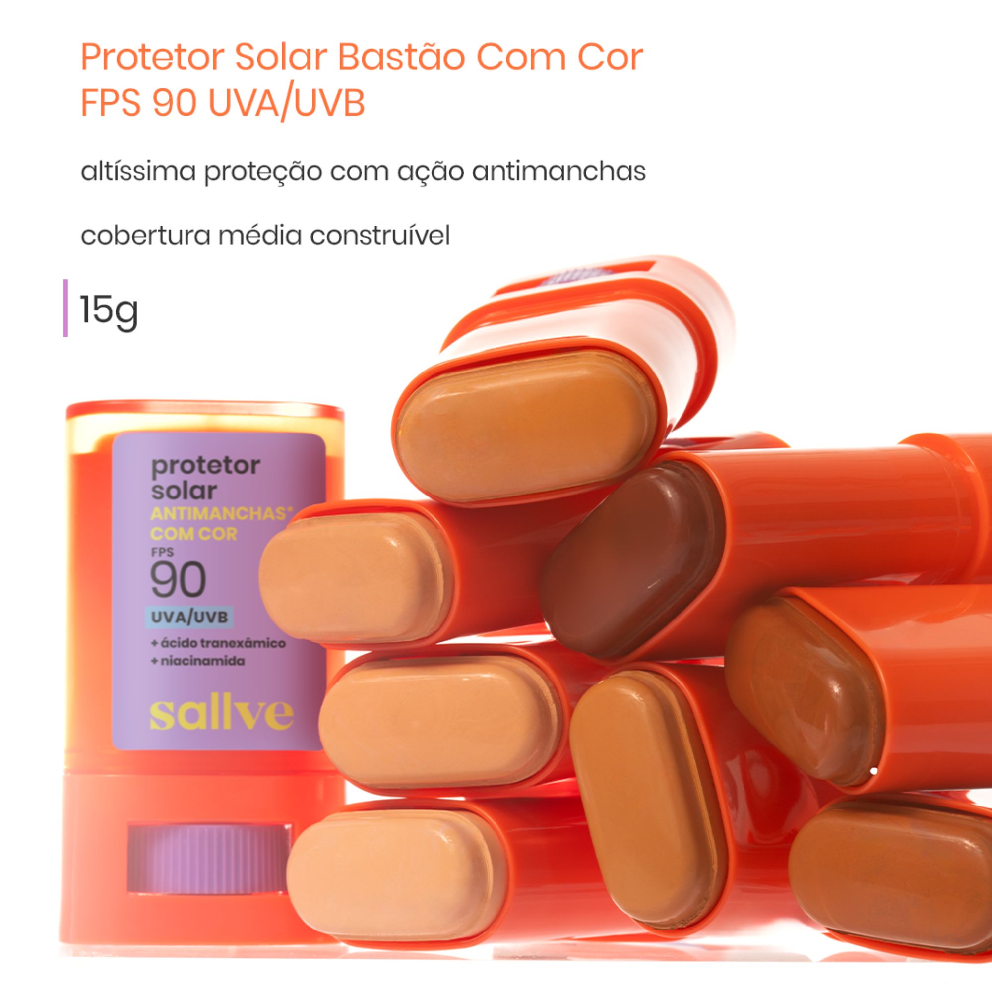 Protetor Solar Facial Bastão Sallve Fps 90 Antimanchas Cor 4 15g - Imagem 3