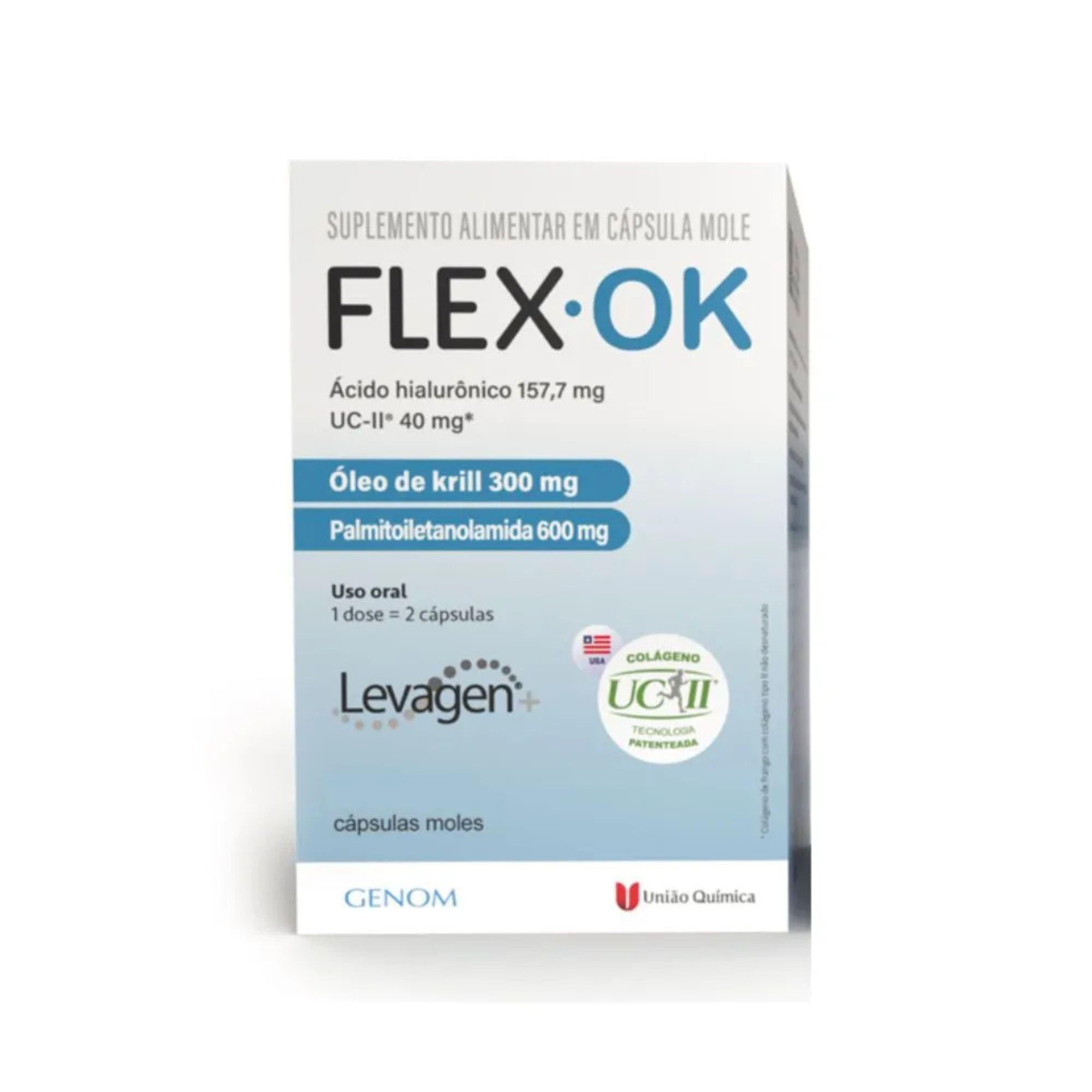 Colágeno Flex Ok com Ácido Hialurônico 60 Cápsulas