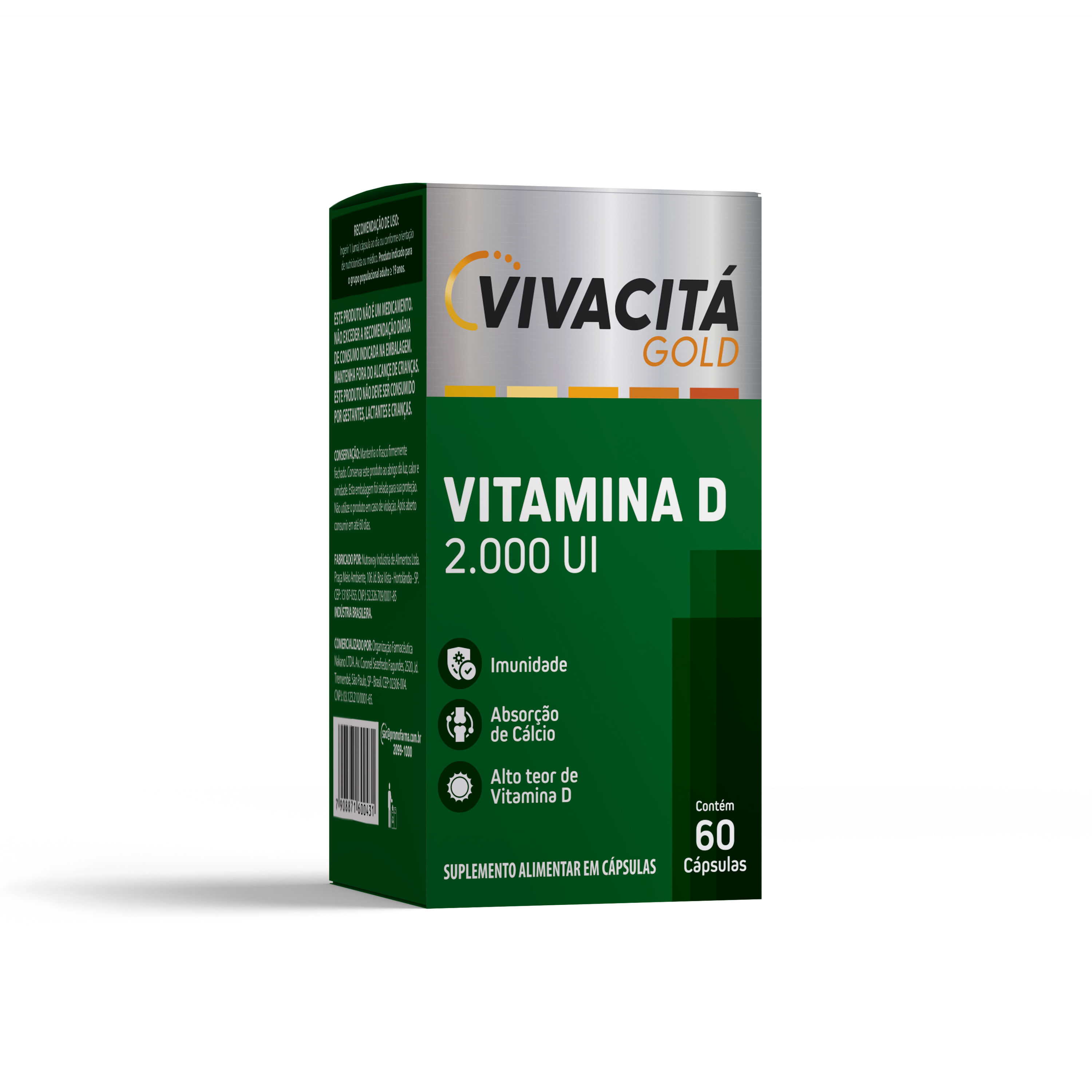Vitamina D 2000ui Vivacitá Gold 60 Cápsulas