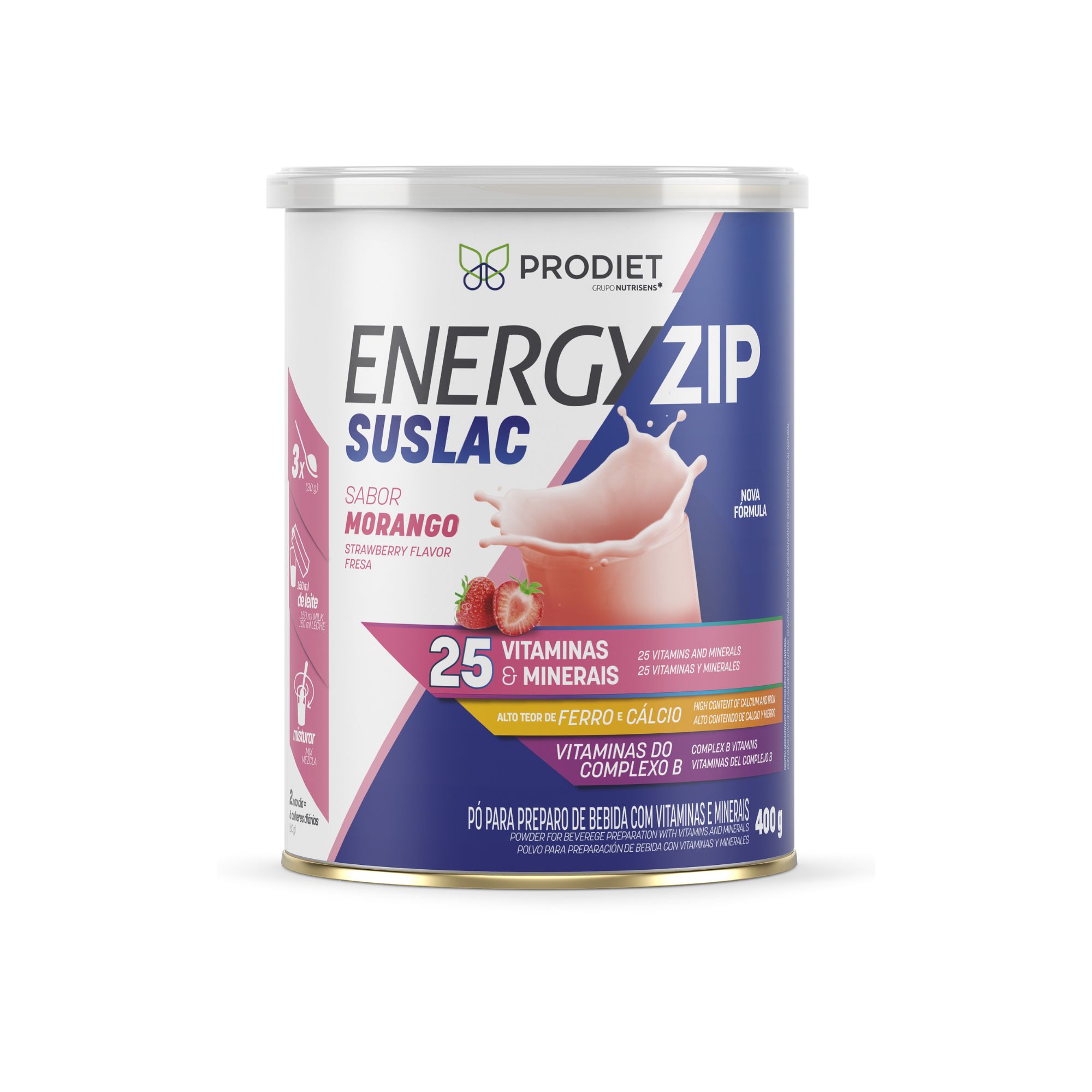 Suplemento Alimentar Energyzip Suslac Morango - 400g