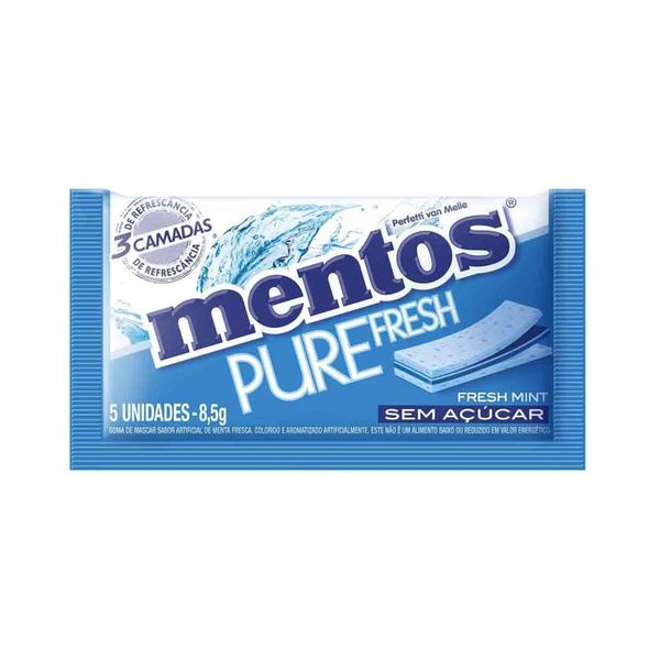 Mentos Pure Fresh Chiclete Sem Açúcar Sabor Fresh Mint Com 5 Unidades