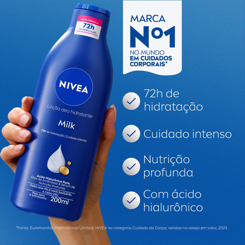 Hidratante Desodorante Nivea Milk Pele Seca A Extrasseca 200ml - Imagem 2