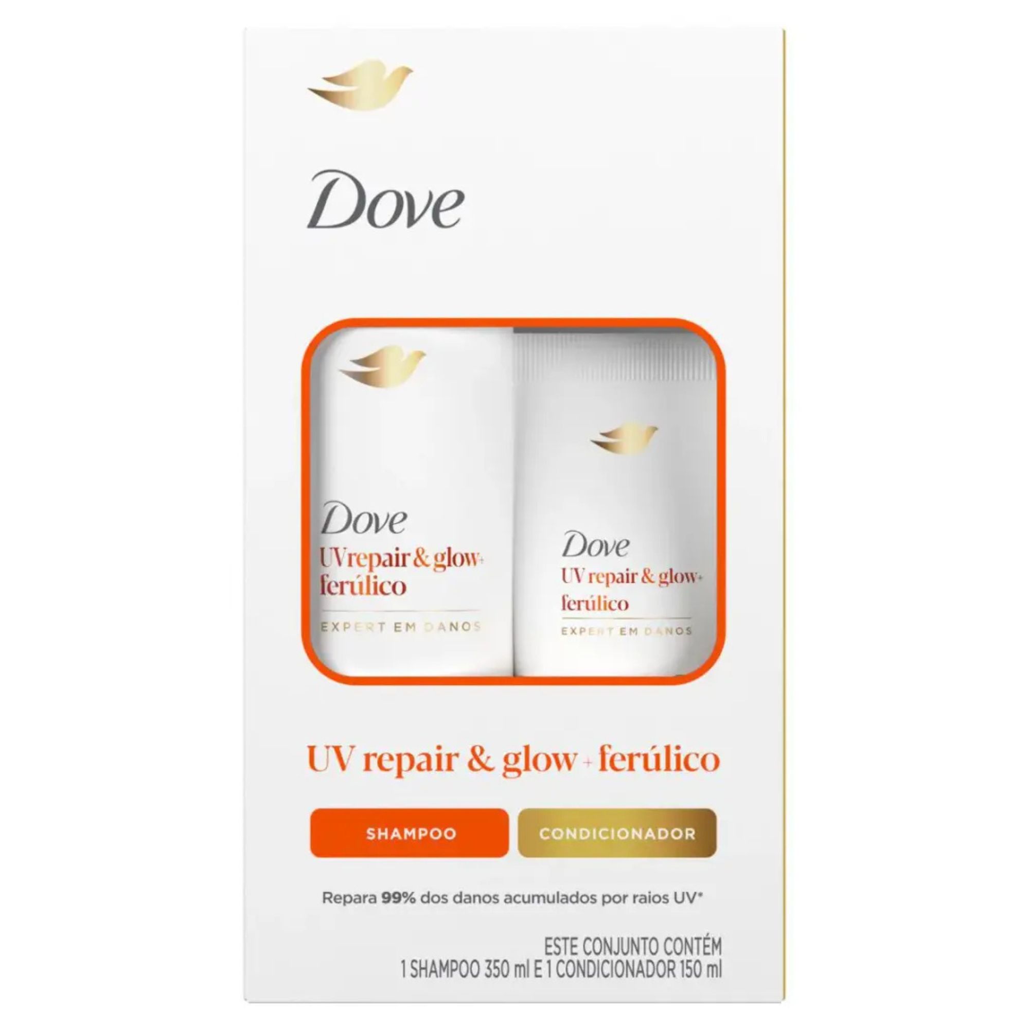 Kit Dove Uv Repair&glow + Ferúlico Shampoo 350ml + Condicionador 150ml