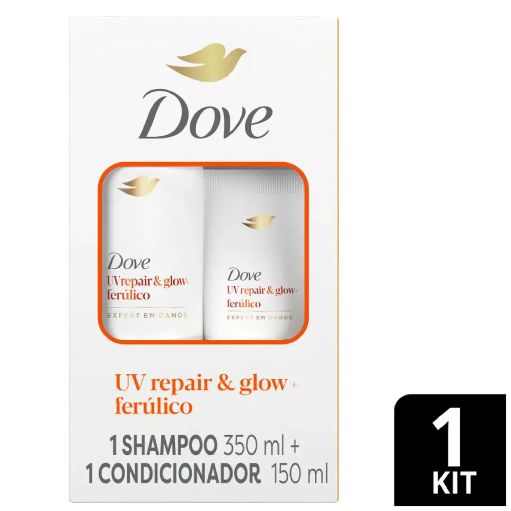 Kit Dove Uv Repair&glow + Ferúlico Shampoo 350ml + Condicionador 150ml - Imagem 2