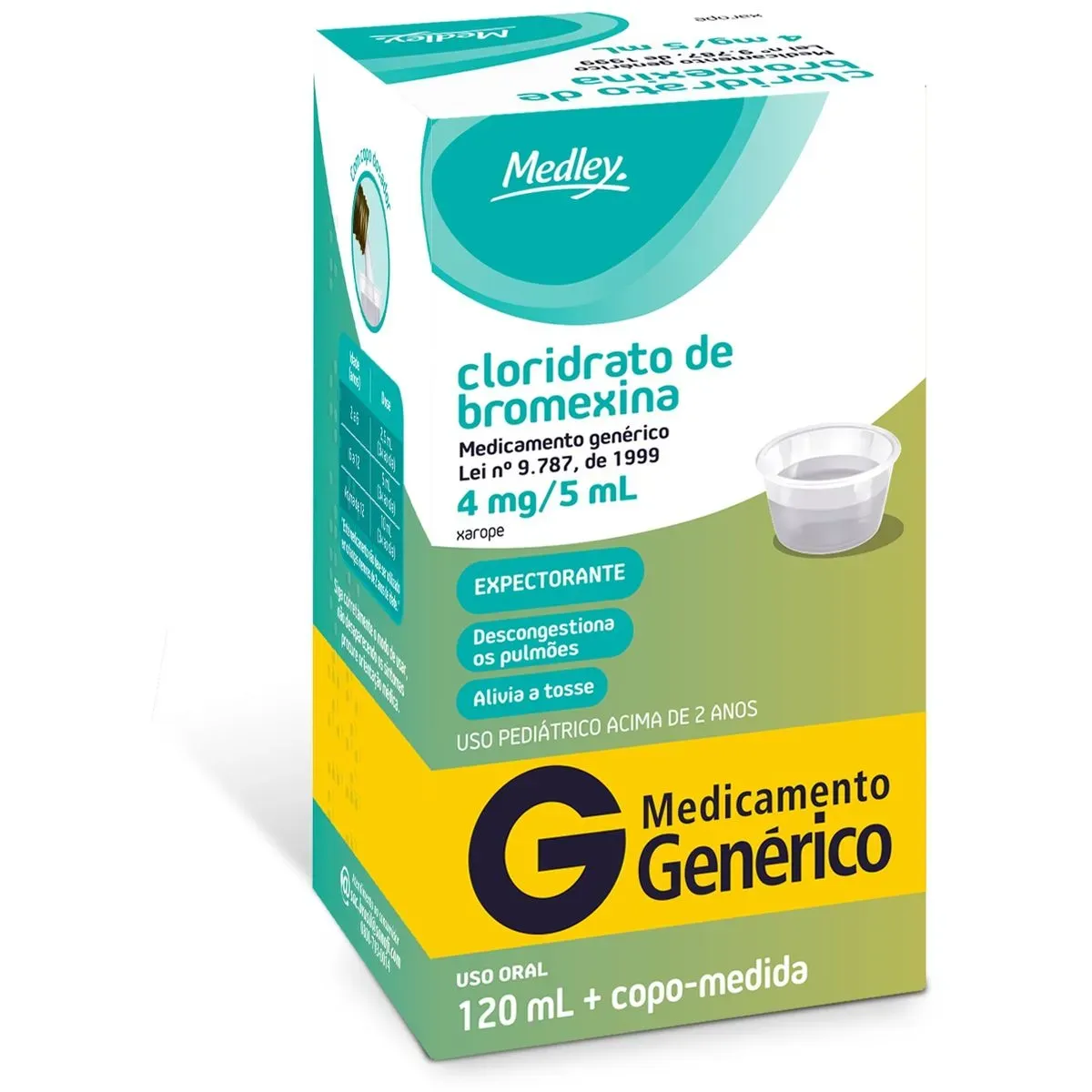 Cloridrato de Bromexina 4mg/5ml Xarope 120ml Medley Genérico