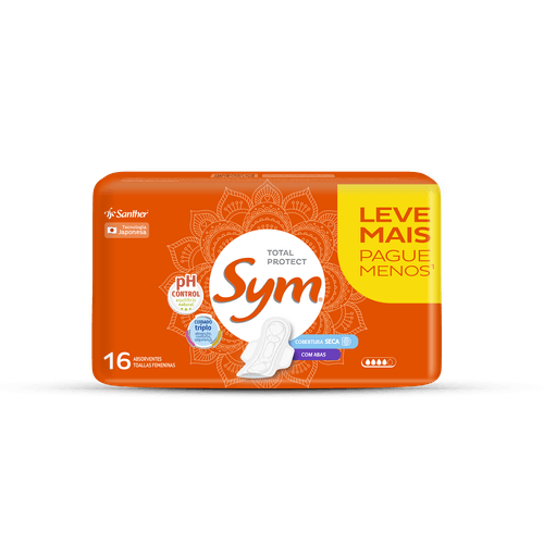 Absorvente Sym Total Protect Seca com Abas 16 Unidades