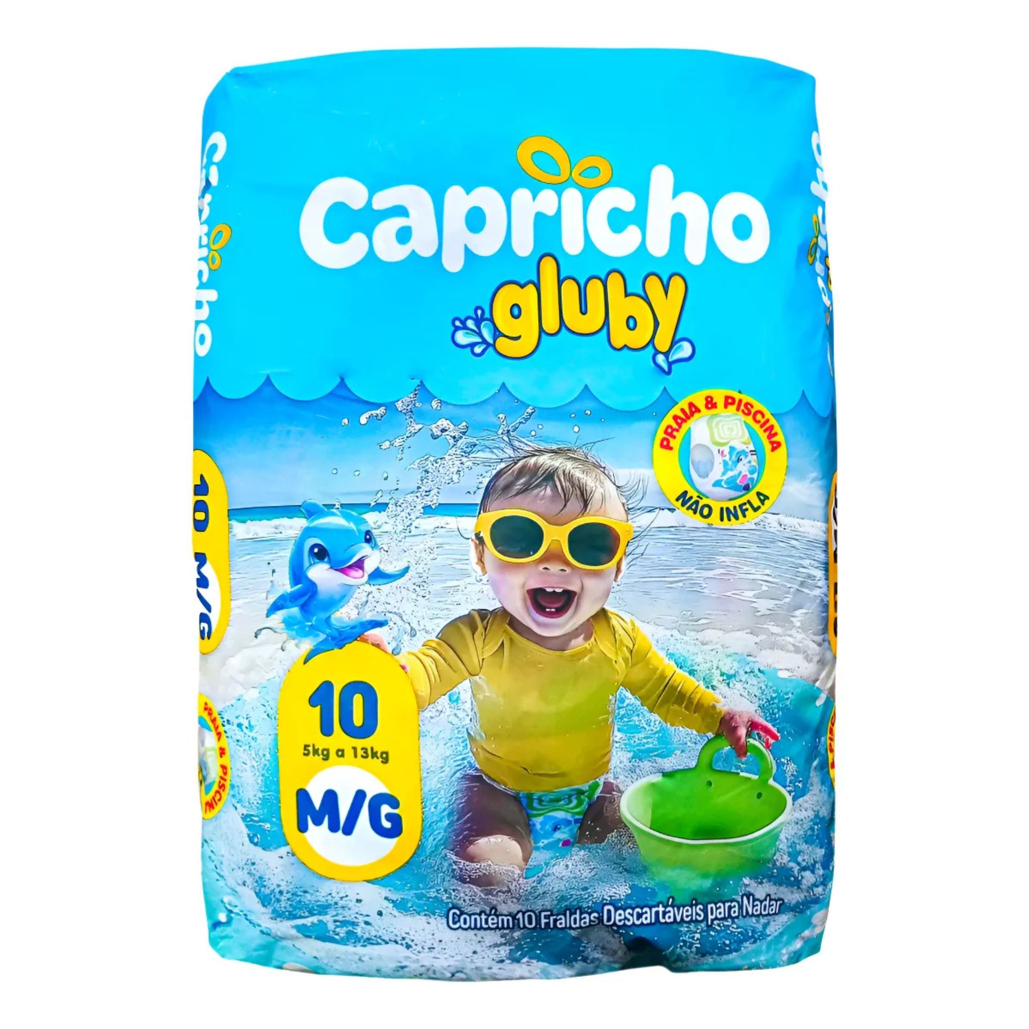 Fralda Infantil Capricho Gluby Praia & Piscina M/g 10 Unidades