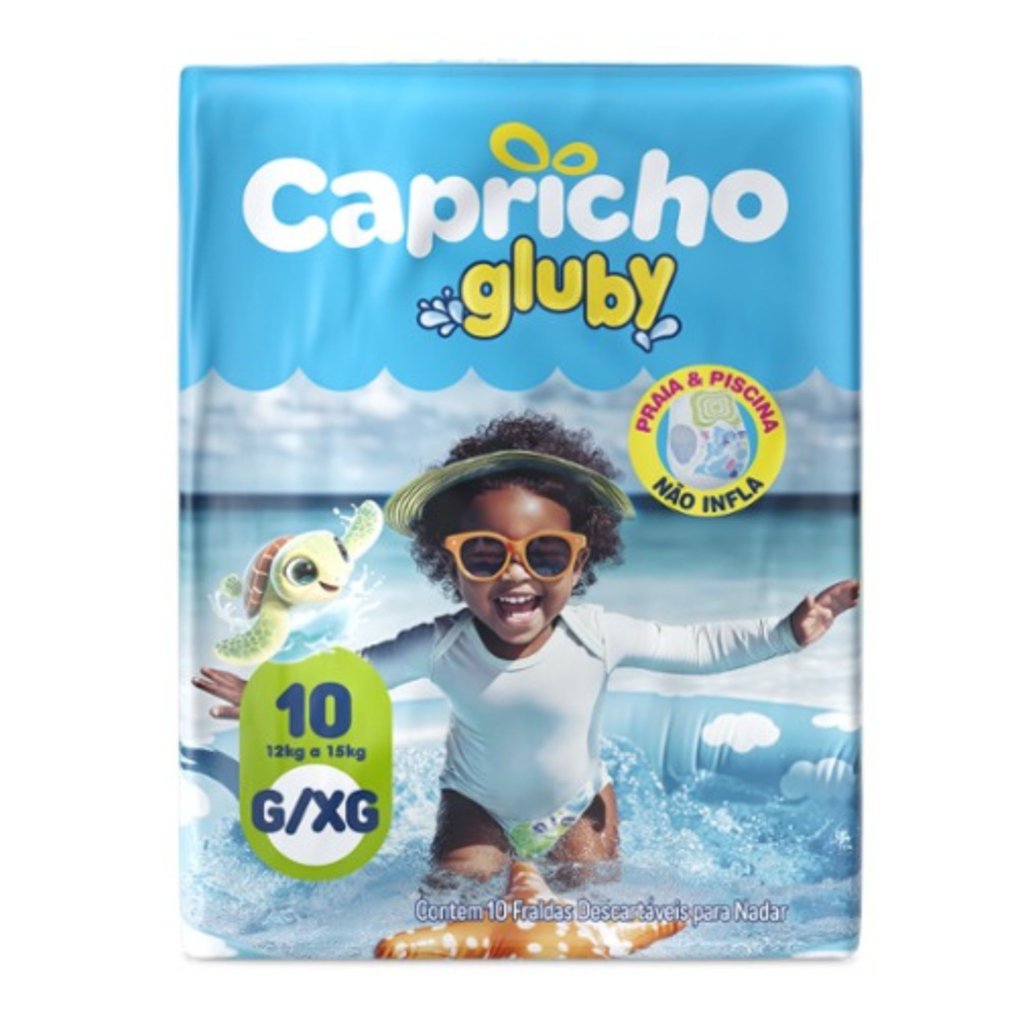 Fralda Infantil Capricho Gluby Praia & Piscina G/xg 10 Unidades